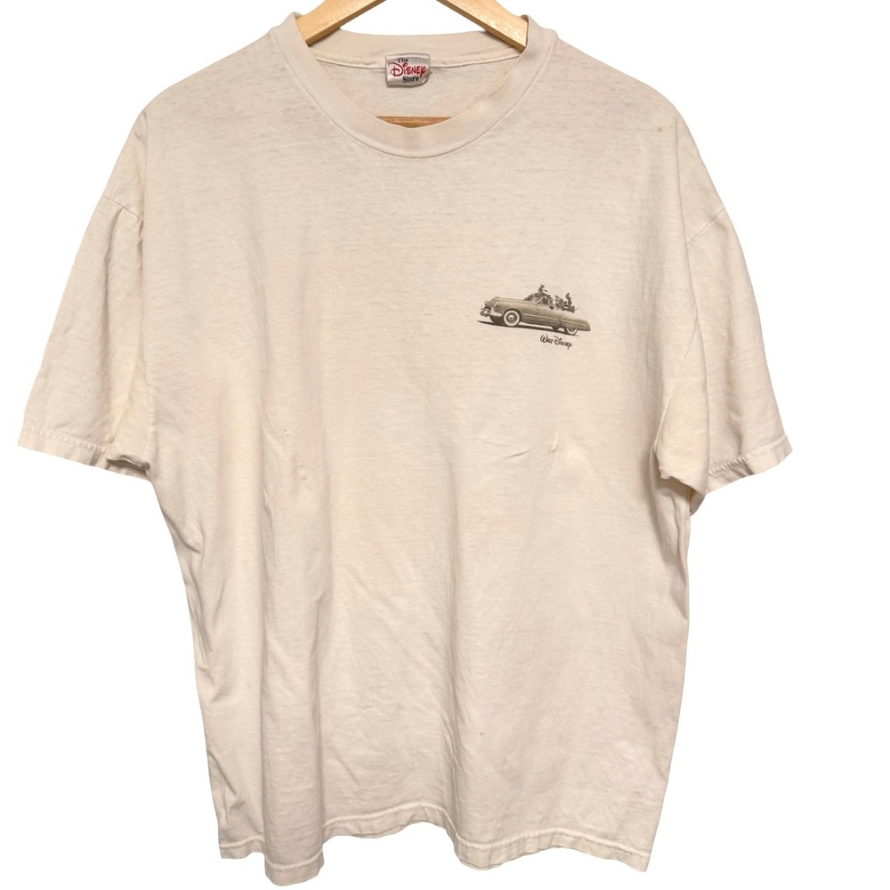 Vintage Disney Store T-Shirt XL White Walt Disney Productions Car Graphic Tee